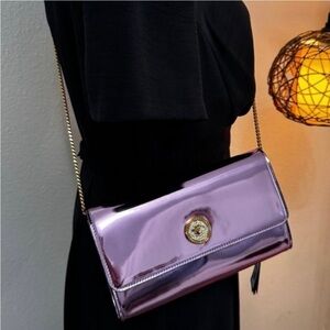 💥SOLD💥Versace Crystal Metallic Leather chain Clutch NWT +Box